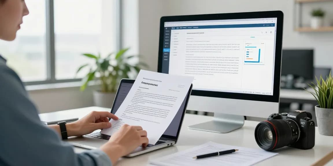 Arbeitszeugnis prüfen mit sicherer Analyse in moderner Büroumgebung.