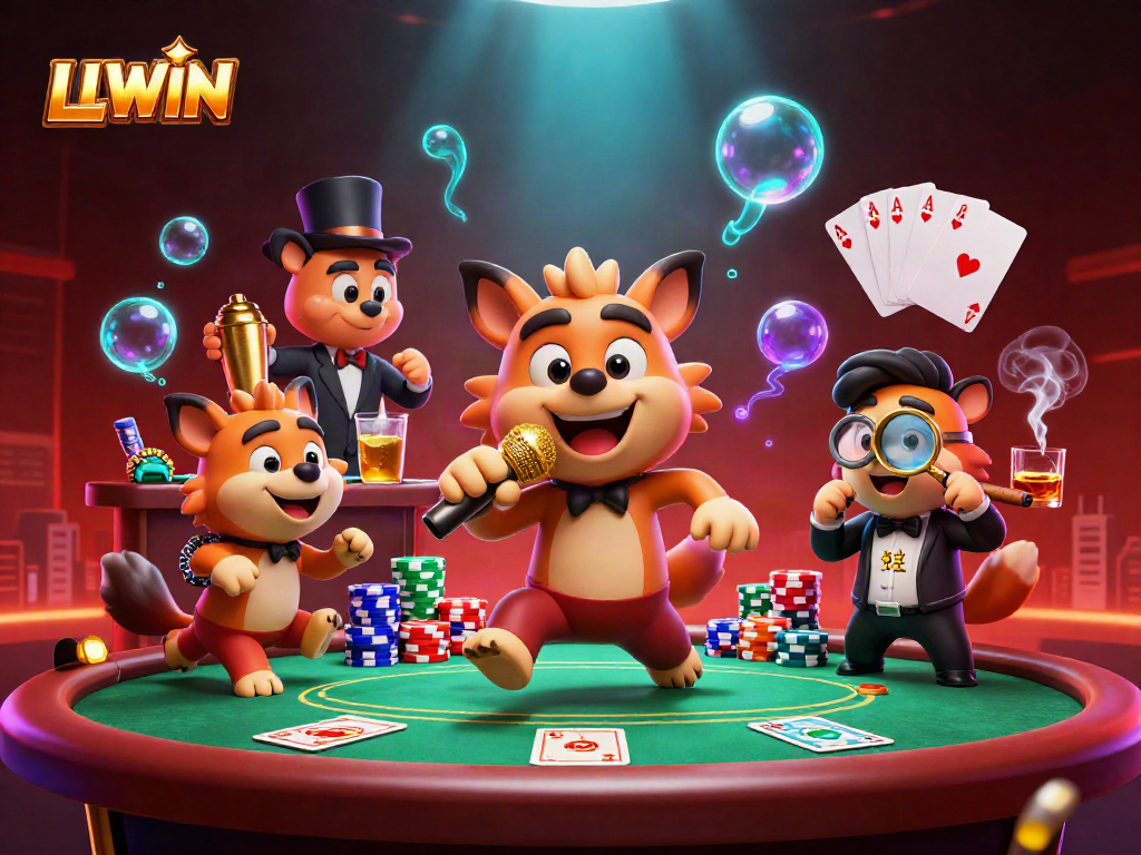 Experience the thrill of LLWIN as hyenas run a comedy casino with vibrant games and fun.