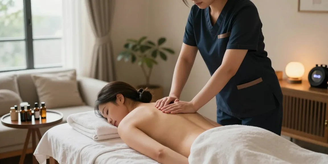 Experience tranquil 관악구출장마사지 in a calming home environment, with essential oils and soft lighting.