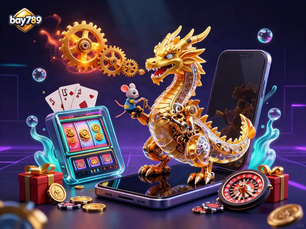 Engage with bay789's dynamic gaming experience featuring a golden dragon and immersive slot elements.