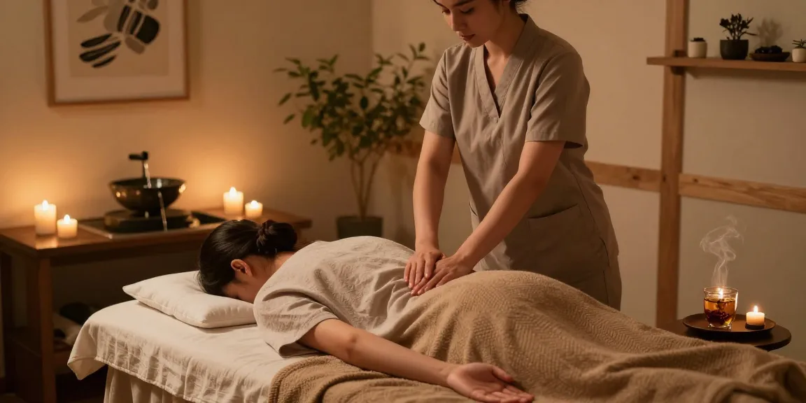 Relaxing home spa experience featuring a professional 출장안마 session with soothing ambiance and calming elements.
