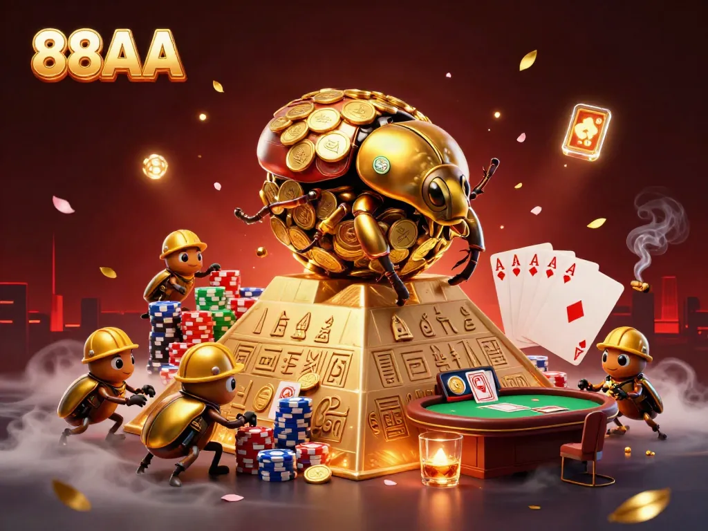 88AA players winning big at a vibrant casino scene with lively characters and rich gaming elements.