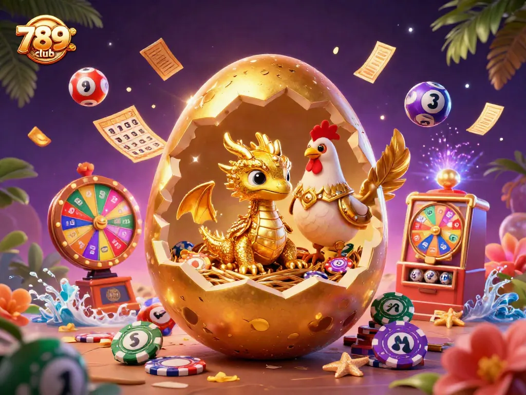 Engage with 789club's vibrant gaming world featuring a golden dragon and lottery elements.