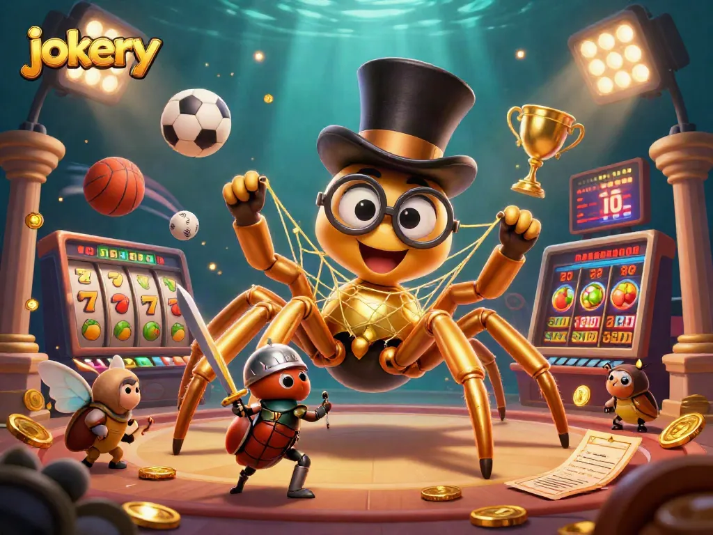 Experience thrilling jokery action with a golden tarantula, beetle knight, and dynamic casino elements.