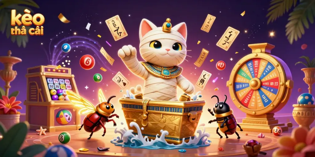 Experience the excitement of kèo nhà cái with dynamic lottery elements and a captivating Egyptian theme.