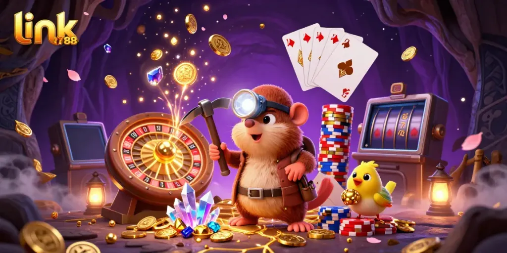 Experience the excitement with link UY88 as the treasure hunter and canary uncover gold in an enchanting cave.