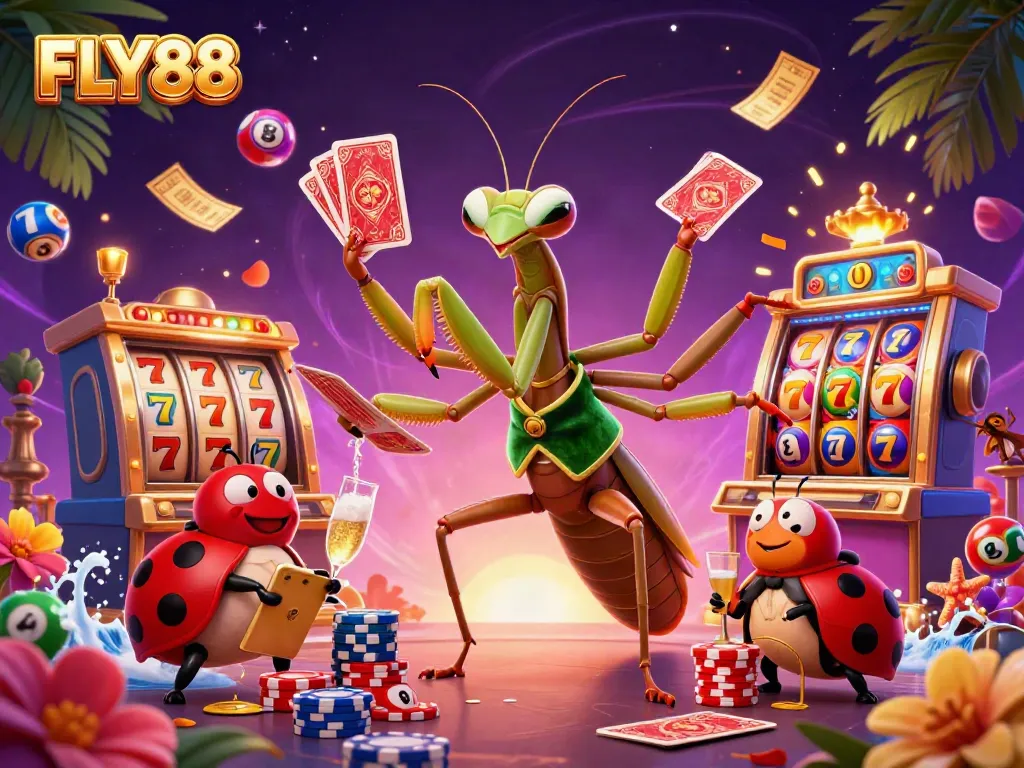 Experience thrilling gameplay at FLY88 with a vibrant casino scene filled with dynamic action and excitement.