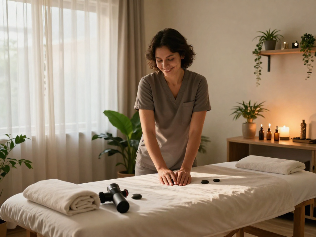 Experience 김포출장안마 in a calming massage therapy room with soothing ambiance and professional setup.
