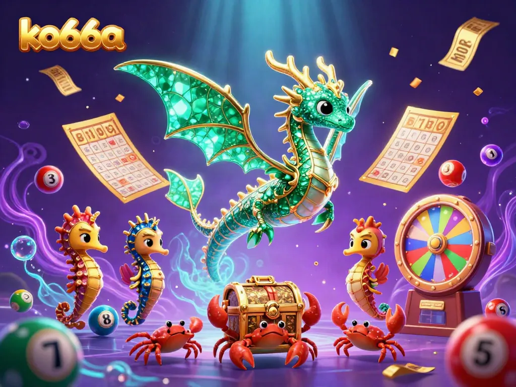Engage in vibrant gambling excitement with ko66a featuring dynamic lottery elements and stunning sea dragon illustration.