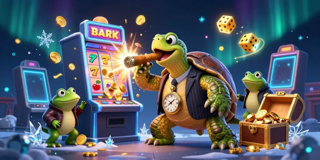 Spin the reels in this vibrant casino scene inspired by toto, featuring animated characters and jackpot elements.