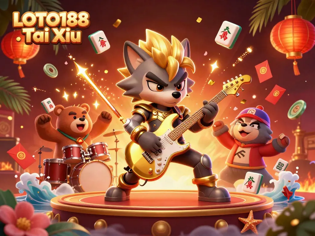 Experience thrilling gameplay in LOTO188 Tai Xiu with vibrant 3D characters and casino elements.