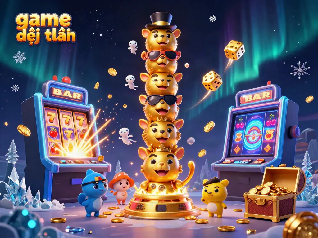 Engage in thrilling game đổi thưởng with vivid 3D casino elements and a dynamic totem character ready for action.