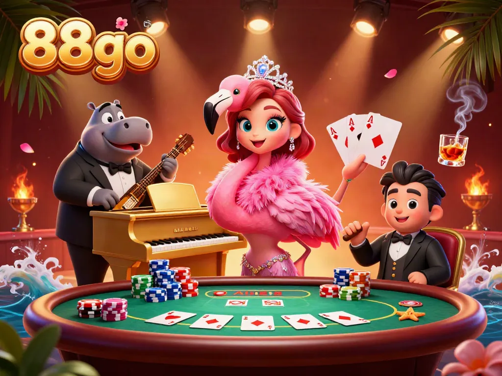 Experience the excitement of gaming at 88go with vibrant casino characters and rich atmosphere.