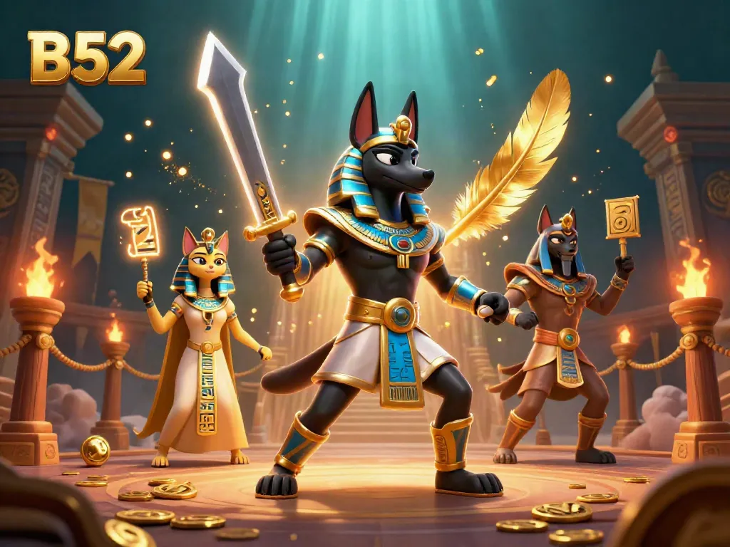 Engage with B52's spectacular gaming world through this captivating illustration showcasing thrilling ancient elements and vibrant casino features.