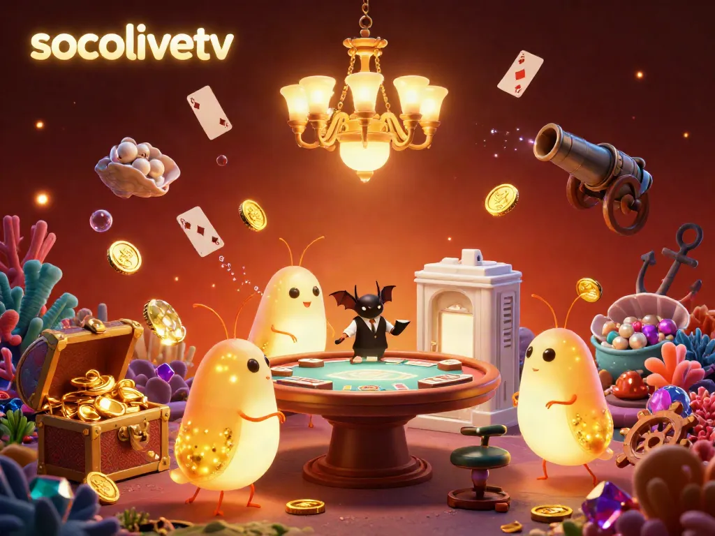 Socolivetv's lively casino scene featuring glowing glowworms and treasure elements in a vibrant atmosphere.