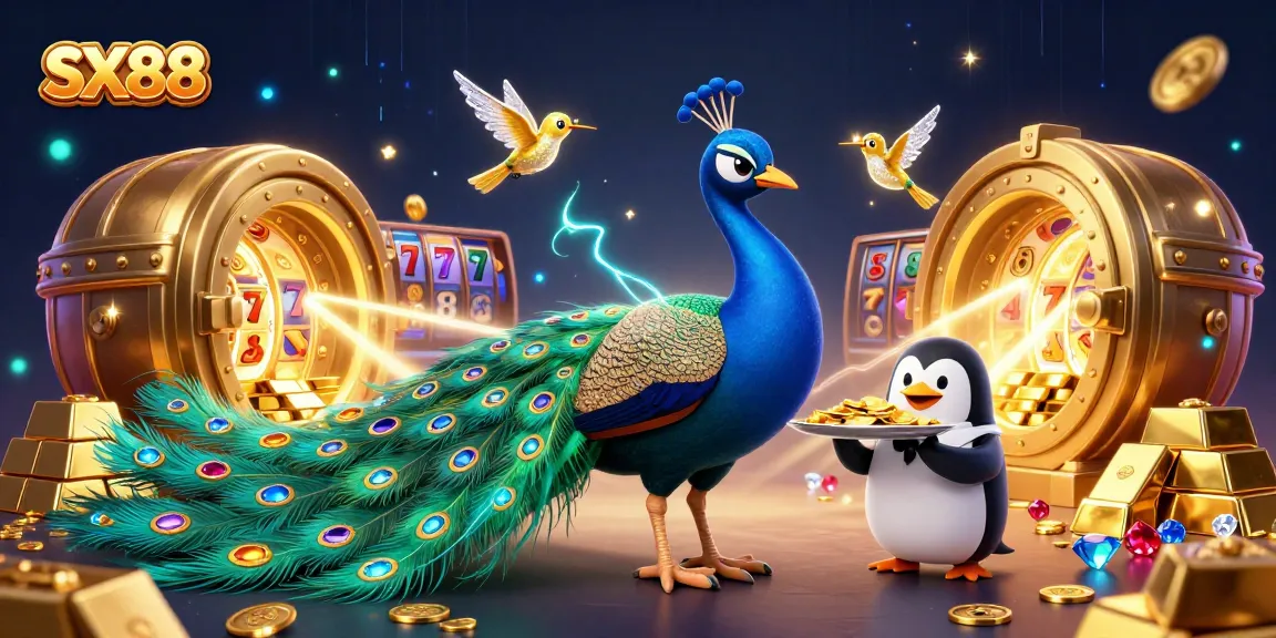 SX88 offers thrilling gameplay with vibrant characters and stunning rewards in this 3D casino illustration.