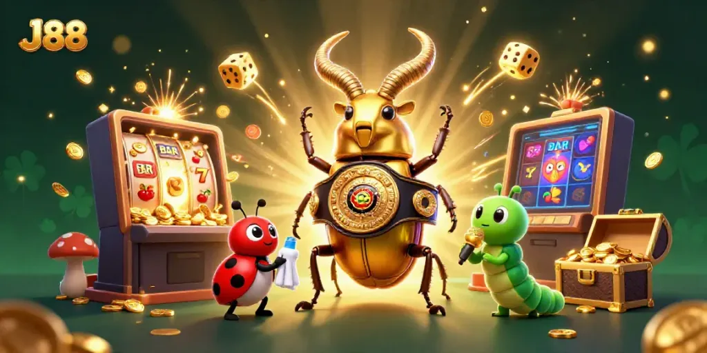 Explore the vibrant world of J 88 with a dynamic casino scene showcasing thrilling slot gaming excitement.