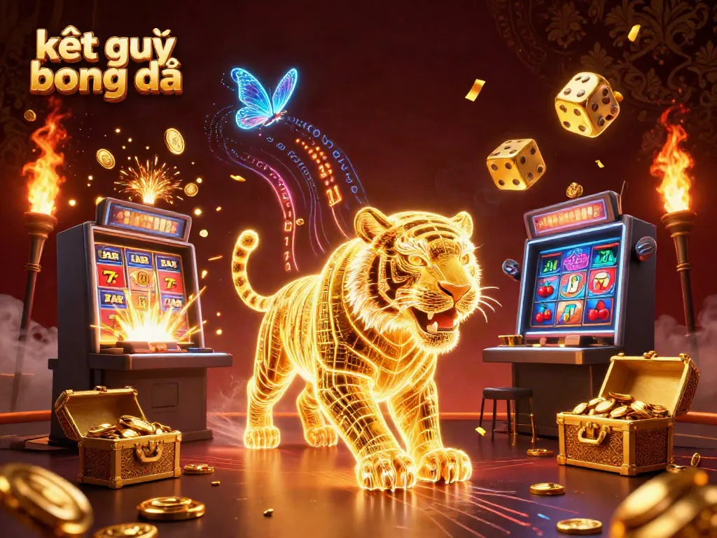 Experience kết quả bóng đá as a vibrant 3D digital casino scene with dynamic characters and game elements.
