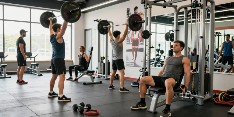 Astera Shop - Athleten im Fitnessstudio beim Training mit Gewichten, motivierende Atmosphäre.