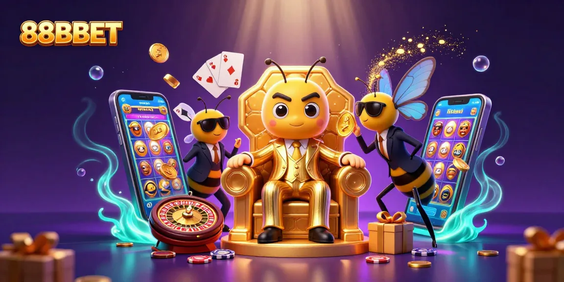Experience thrilling gaming at 88BBET with a colorful display of slot games and casino elements