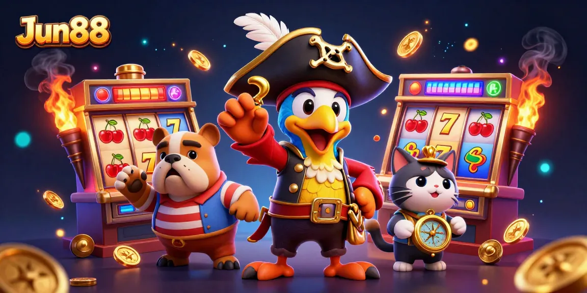 Spin the reels at Jun88's vibrant casino with captivating characters and dynamic slot games.