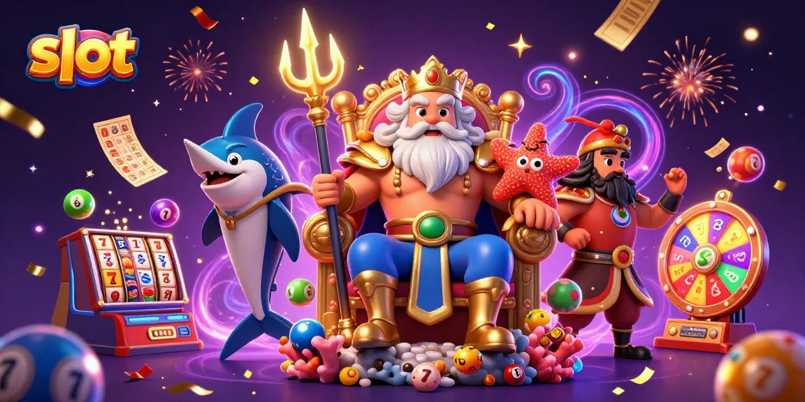 Slot yang menggambarkan raja laut dengan unsur jackpot dan elemen kasino lainnya.