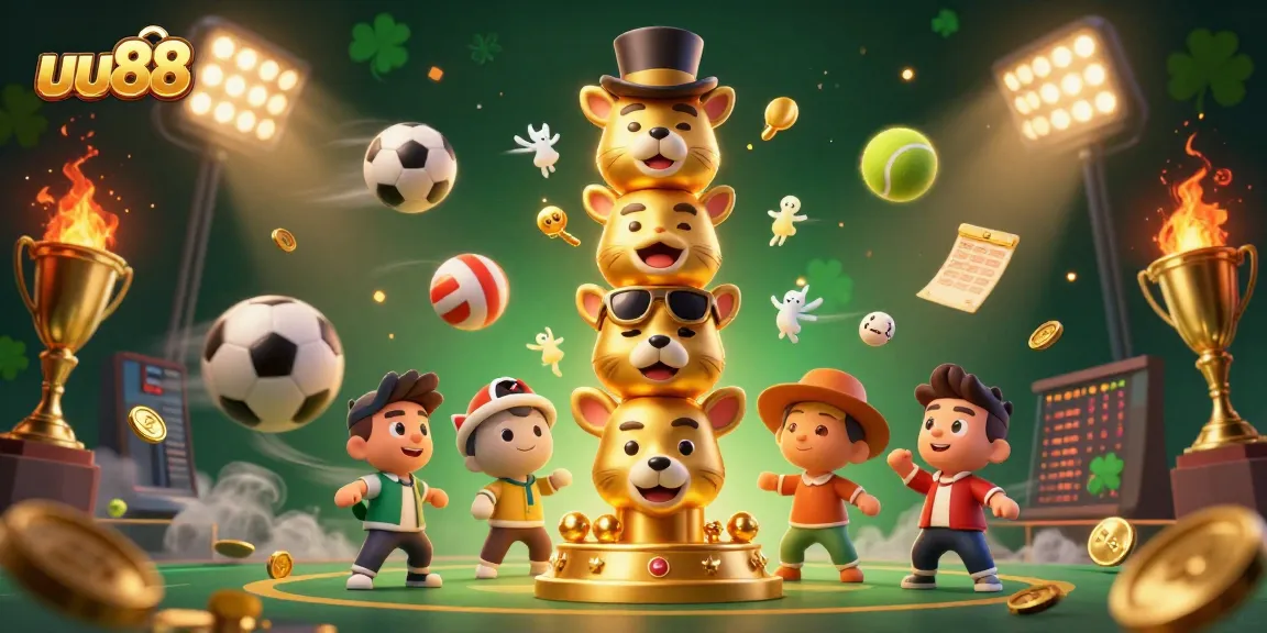 Engage with exhilarating gaming experiences at uu88, featuring lively totem characters amid sports betting excitement.