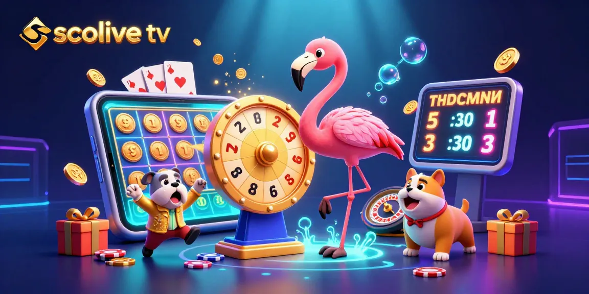 socolive tv spins a golden prize wheel with vibrant gambling elements surrounding a lively cartoon scene.