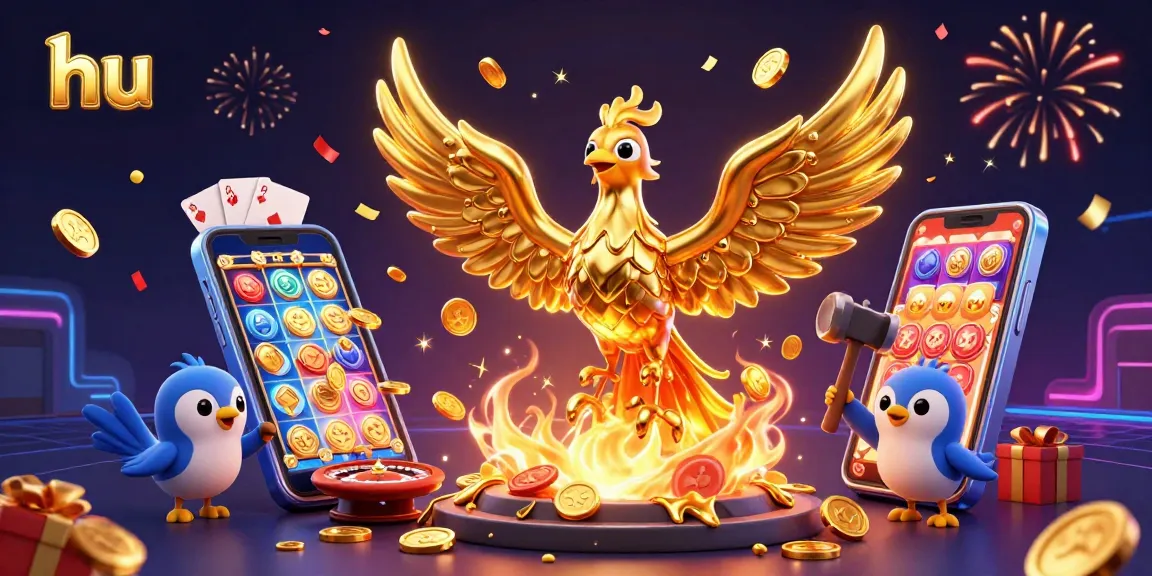 Engage in thrilling gameplay at hu featuring a molten gold phoenix and vibrant casino elements.