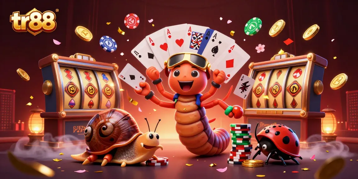 Experience the excitement of tr88 with a vibrant casino scene featuring dynamic characters and flying chips.