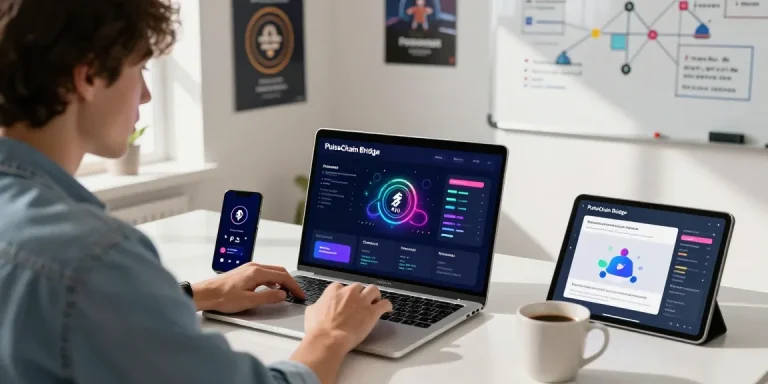 User interacting with the PulseChain Bridge interface, showcasing a modern workspace for seamless crypto transactions.