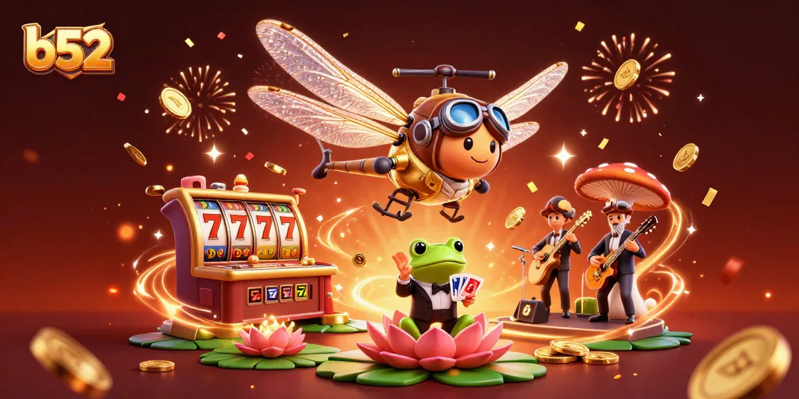 Experience the b52 magic with a lively casino scene featuring engaging characters and dynamic gaming elements.