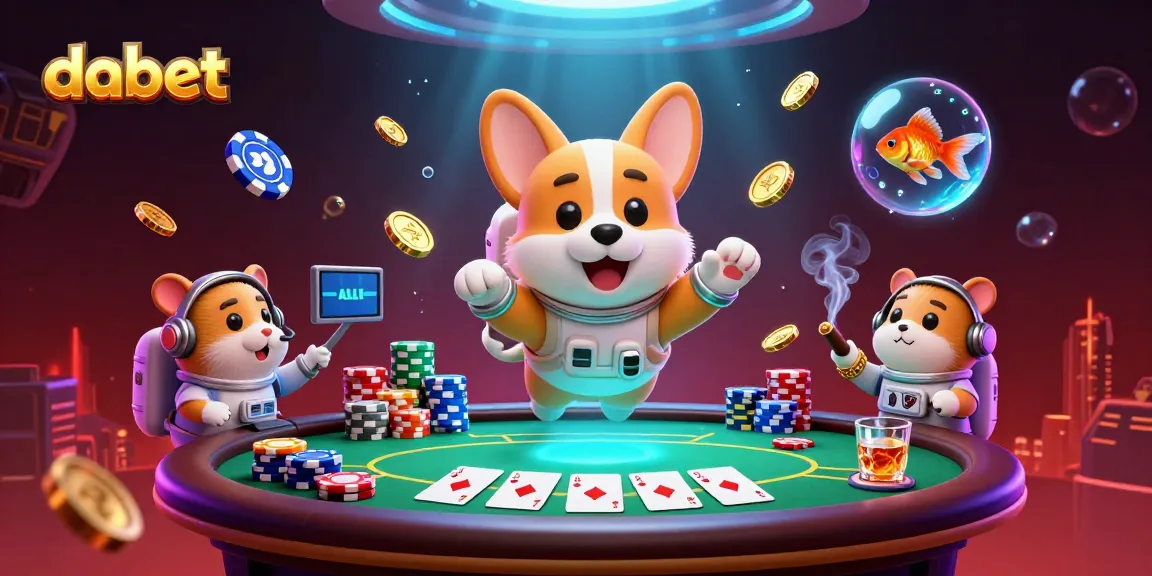dabet offers an immersive casino experience with a cartoon astronaut corgi in a dynamic space scene.