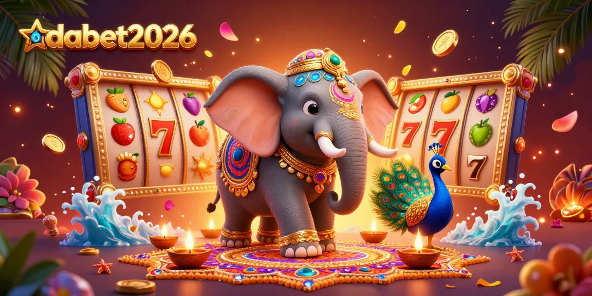 Engaging slots action with dabet2026, featuring vibrant reels, colorful symbols, and festive elements.