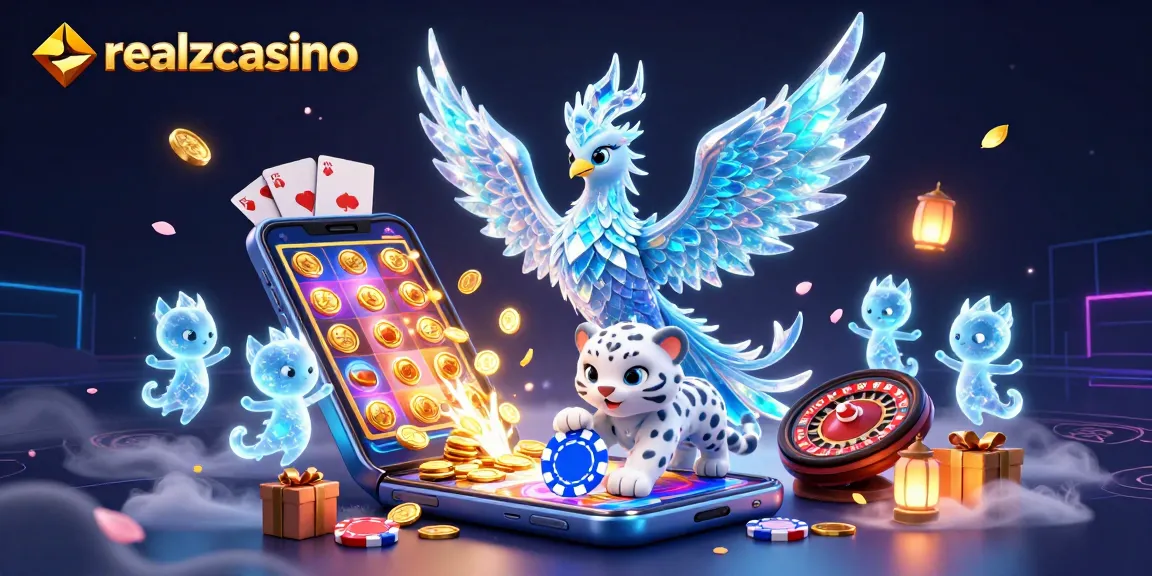 Erleben Sie realzcasino mit einer bunten Darstellung von Glücksspiel-Elementen und Charakteren in einer lebhaften Casino-Szene.