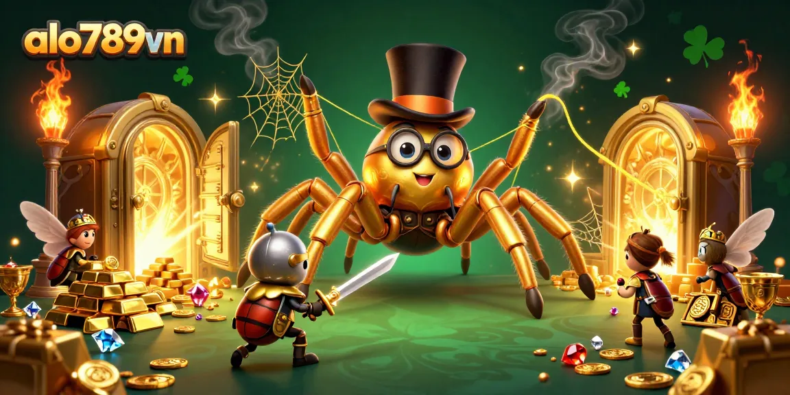 Experience excitement with ALO789VN as a golden tarantula weaves a fortune in a vibrant casino