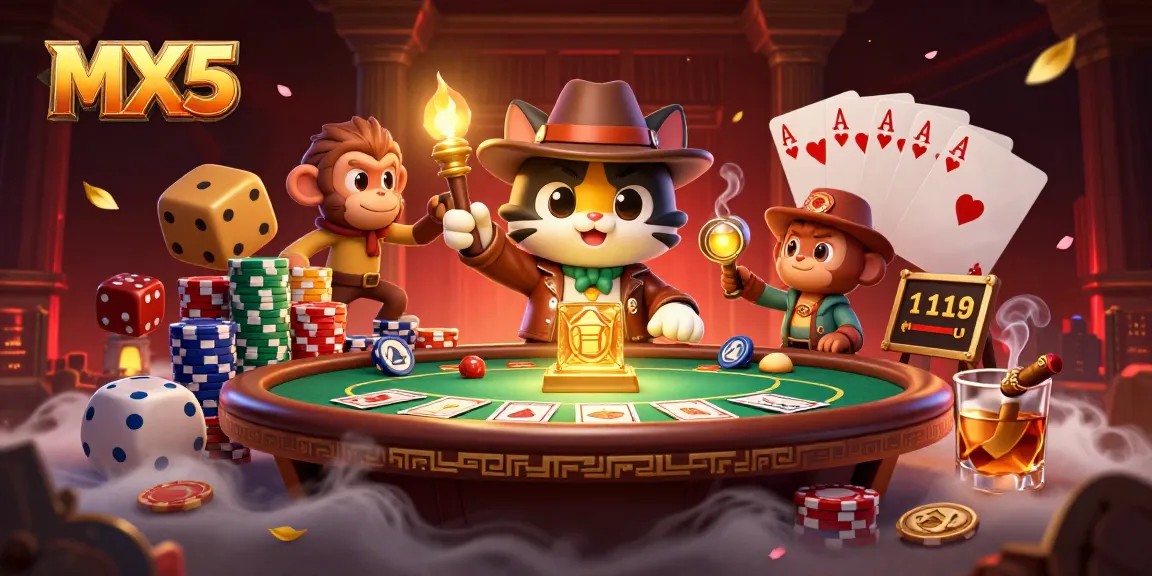 Experience thrilling gaming at MX5, featuring vivid casino artifacts and intense poker action.