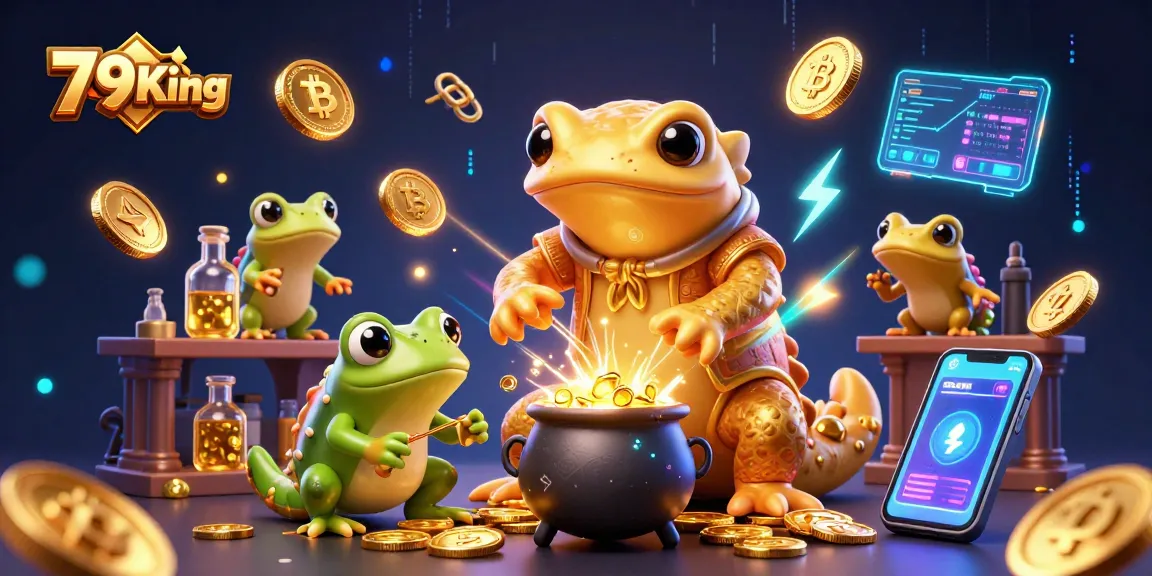 Engage with 79King's thrilling casino atmosphere featuring golden alchemy and vibrant crypto elements.