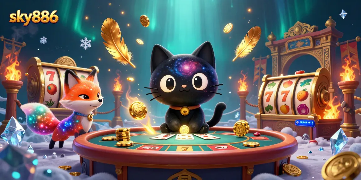 Engage in thrilling casino games at sky886 with captivating characters and vibrant slot elements.