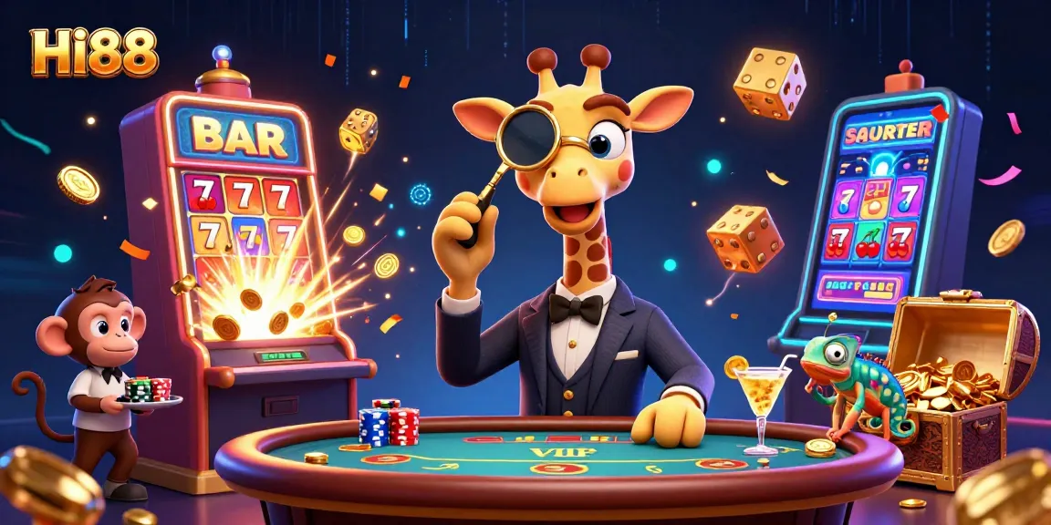 Experience jackpot action with HI88 at a vibrant casino scene featuring dynamic characters and rich visual effects.