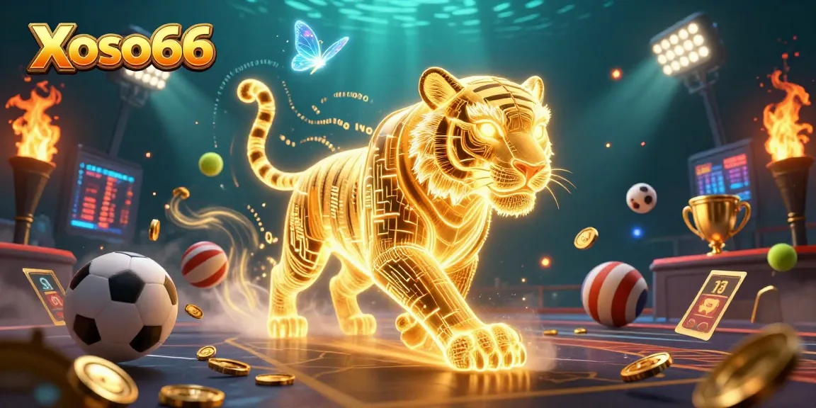 Xoso66 engages players with thrilling casino experiences, featuring vibrant golden elements and dynamic game action.