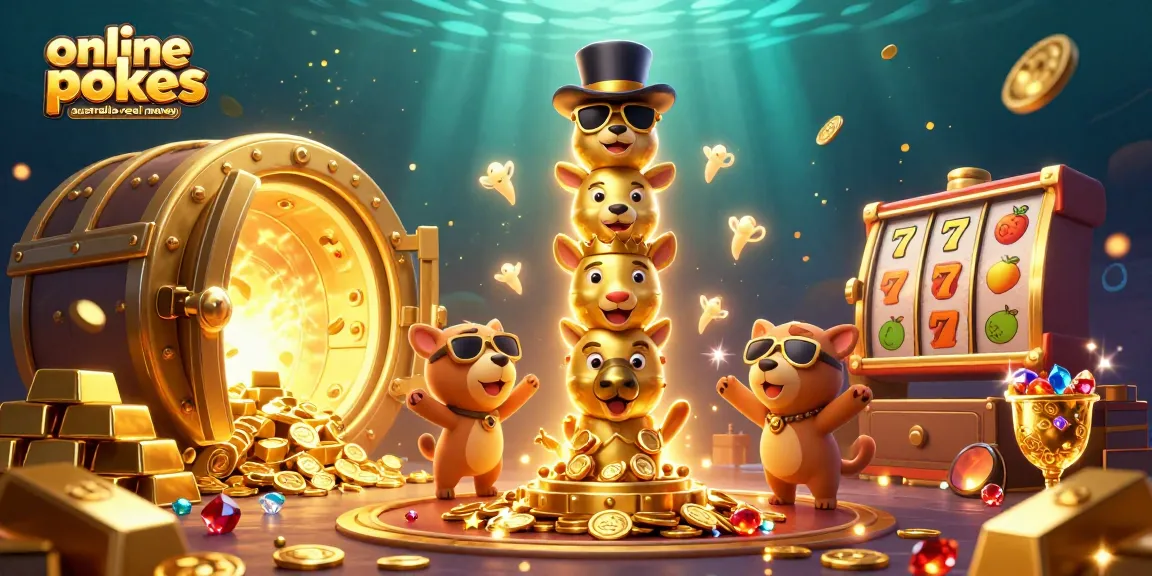 Engage with the best online pokies Australia real money in a vibrant casino scene filled with gold treasures and dynamic reels.