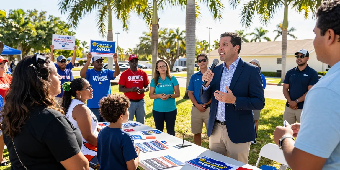 Casey Askar engaging with voters at a Florida campaign event, showcasing community connection.
