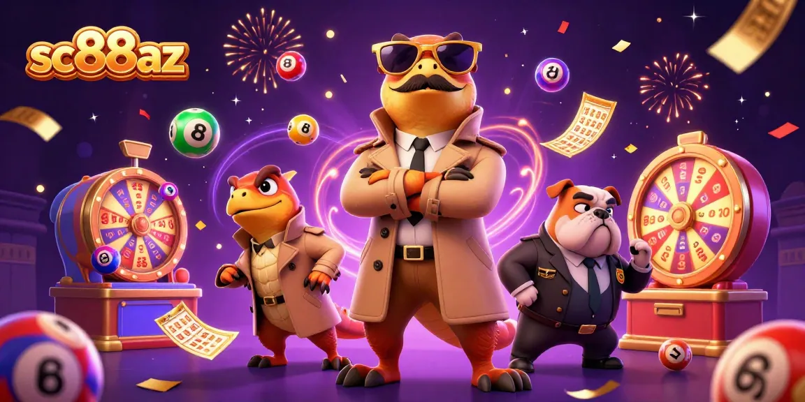 Experience sc88az excitement as raptors attempt to enter a VIP casino, surrounded by colorful lottery elements.
