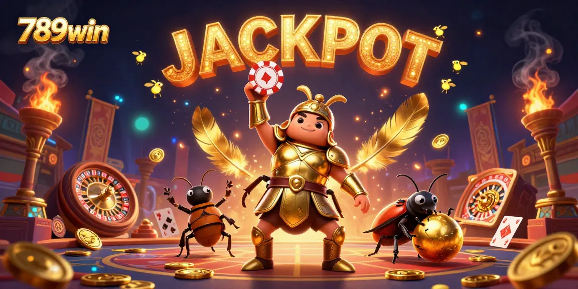Experience the thrill of 789win with a victorious beetle in a vibrant live casino setting.