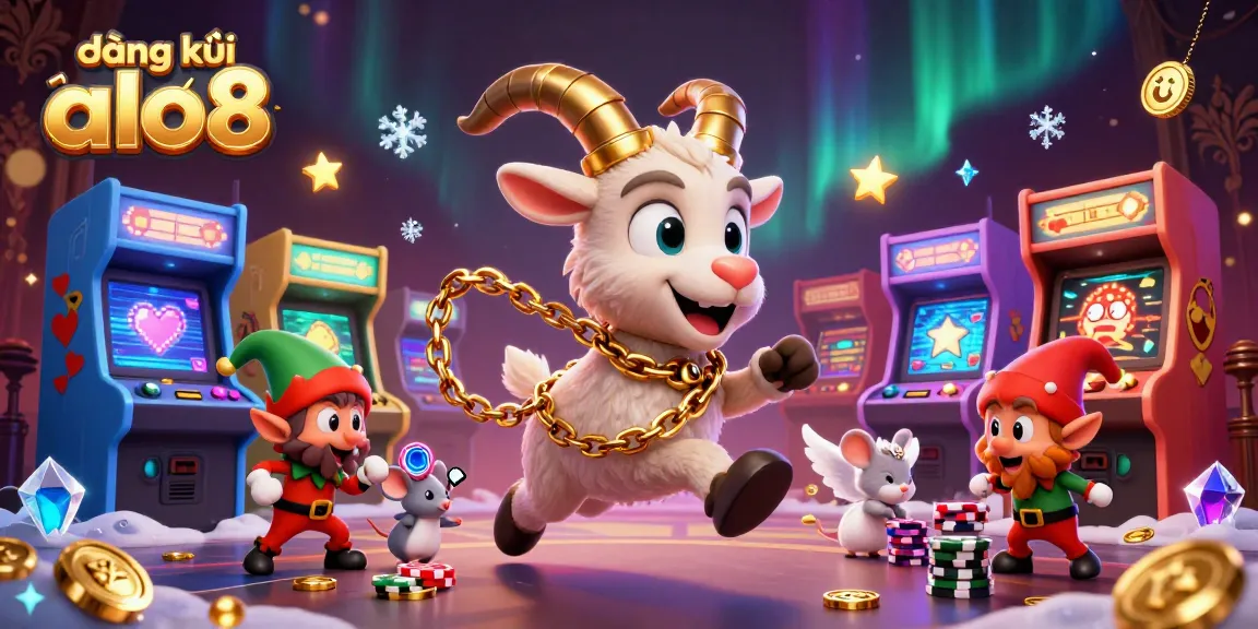 Experience the excitement of đăng ký alo8 at a lively casino filled with festive characters and rich 3D elements.