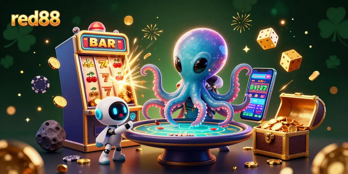 Play with the vibrant red88 alien casino scene featuring poker and jackpot excitement.