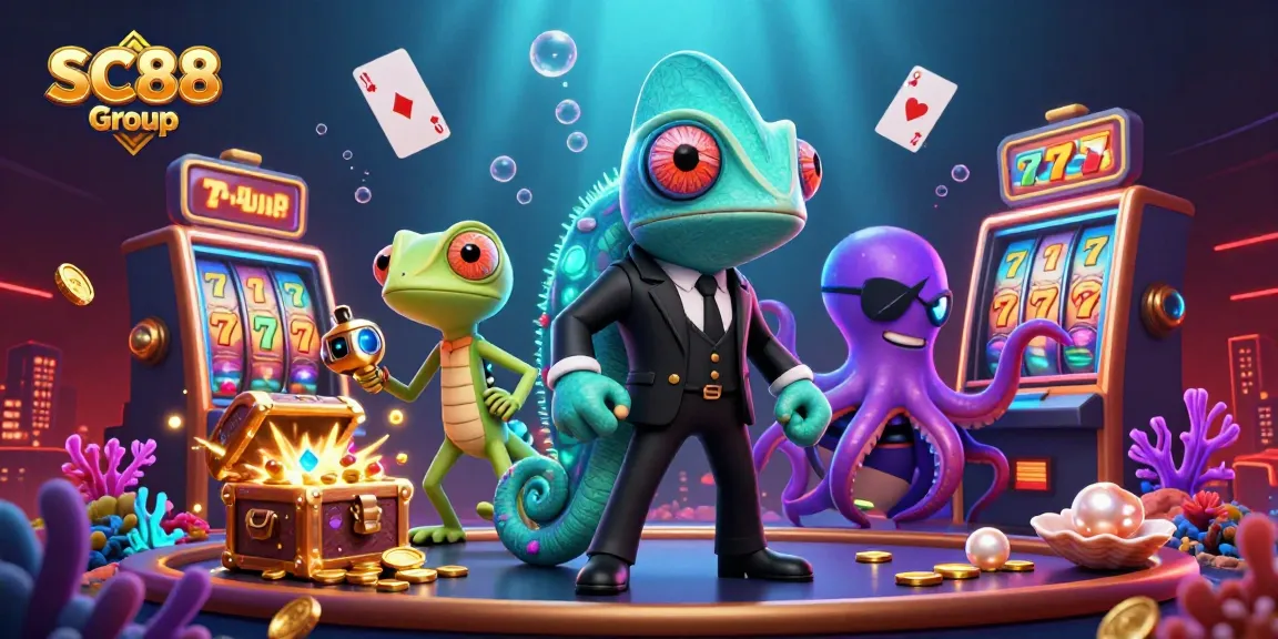 Join the SC88 Group's thrilling casino adventure with our vibrant underwater slot scene.