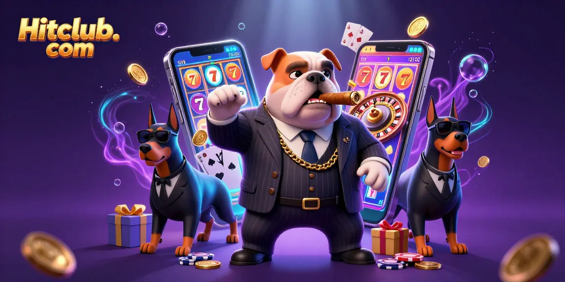 Engage in thrilling gameplay at Hitclub. com with the mafia boss bulldog and casino-themed elements.