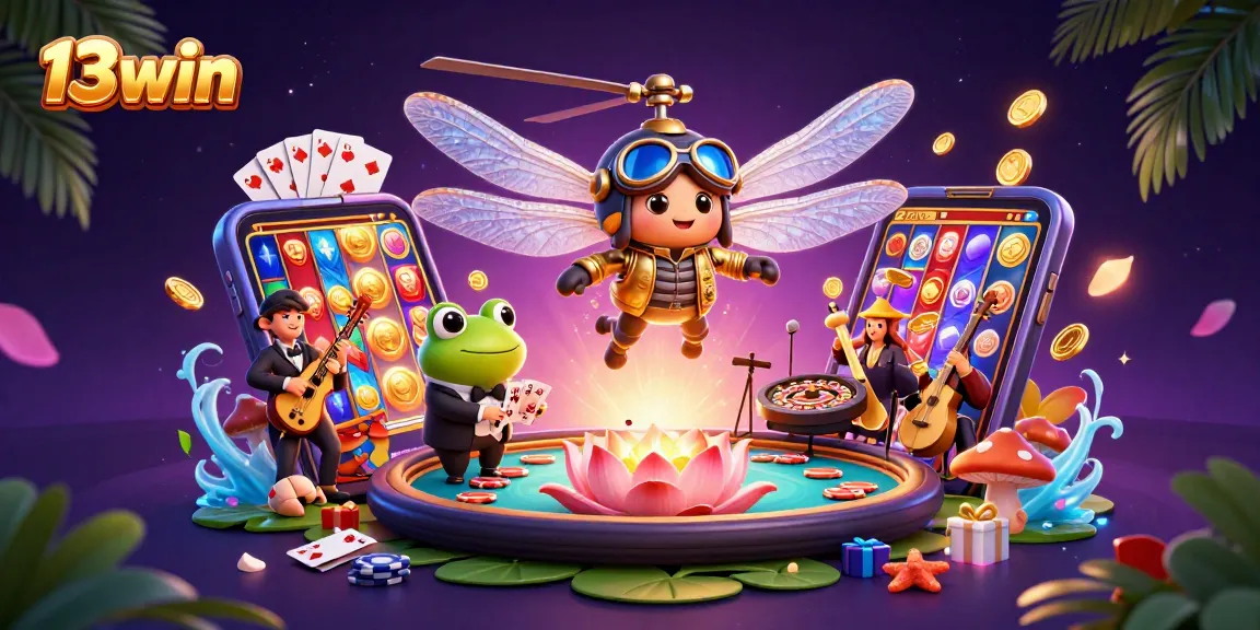 Experience thrilling casino action with 13win in a vibrant, animated scene!